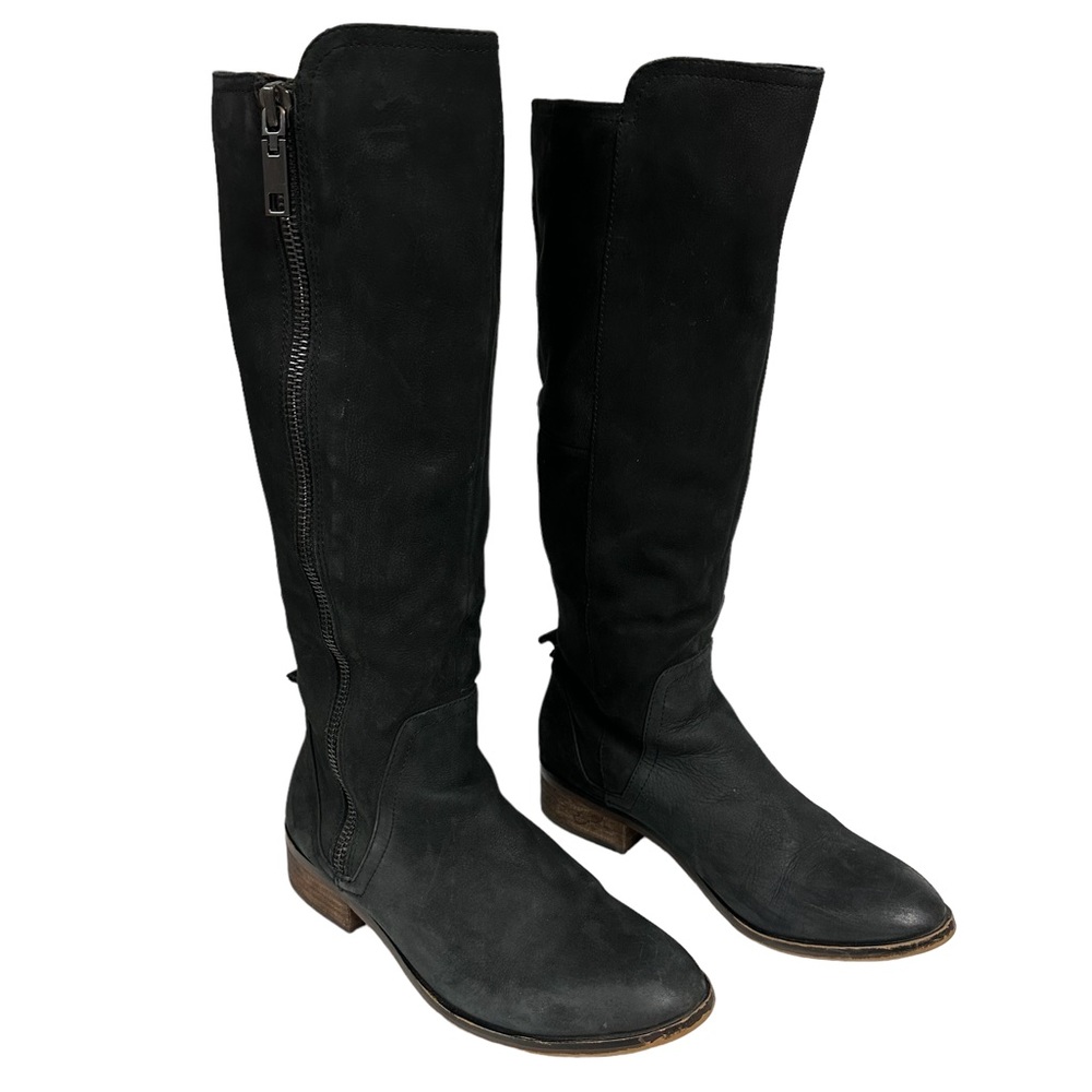 Aldo Black Knee-High Suede Heeled Boots